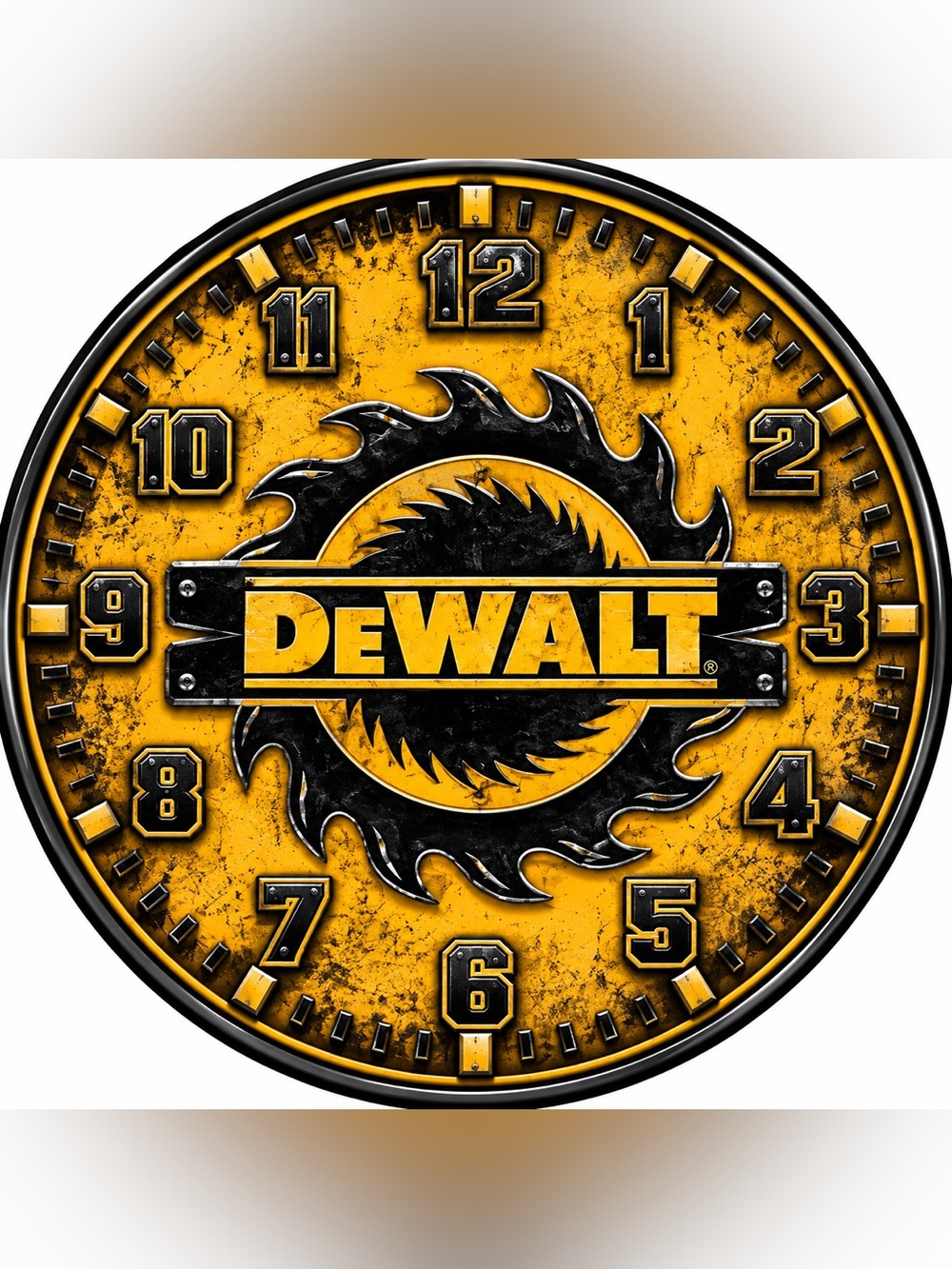 Yellow and Black Circular Wall Clock - Industrial Style
